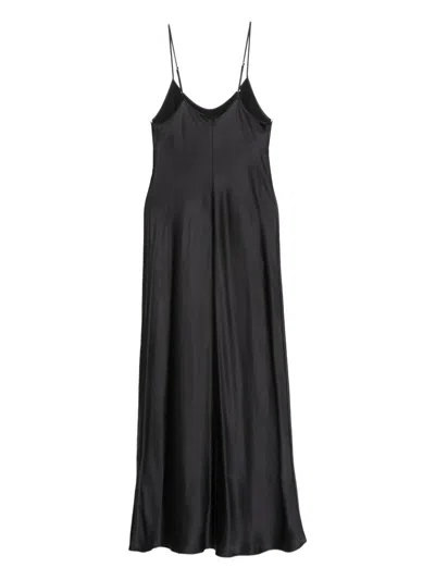 Roberto Collina Satin Slip Dress In Black