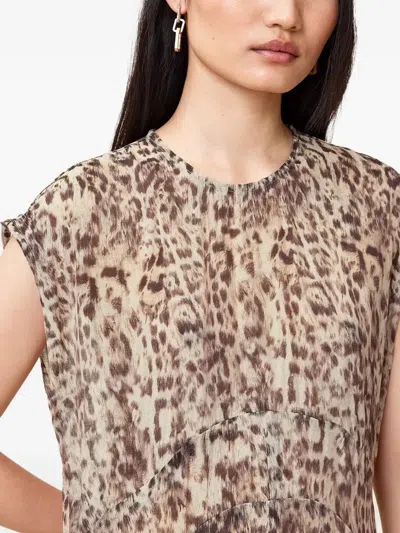 Allsaints Arwen Leopard Print Dress In Evia Sand White