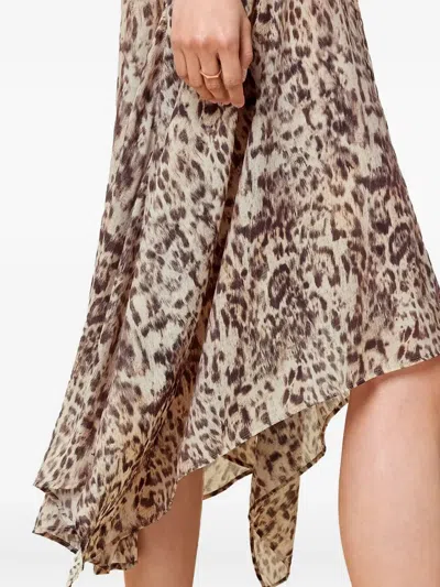 Allsaints Arwen Leopard Print Dress In Evia Sand White