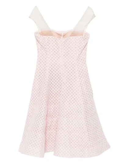Gemy Maalouf Geometric-patterned Mesh-insert Mini Dress In Pink