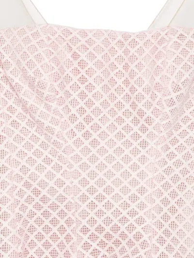 Gemy Maalouf Geometric-patterned Mesh-insert Mini Dress In Pink