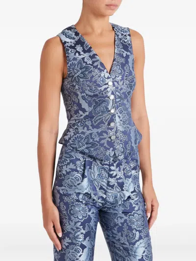 花卉印花搭扣西式马甲