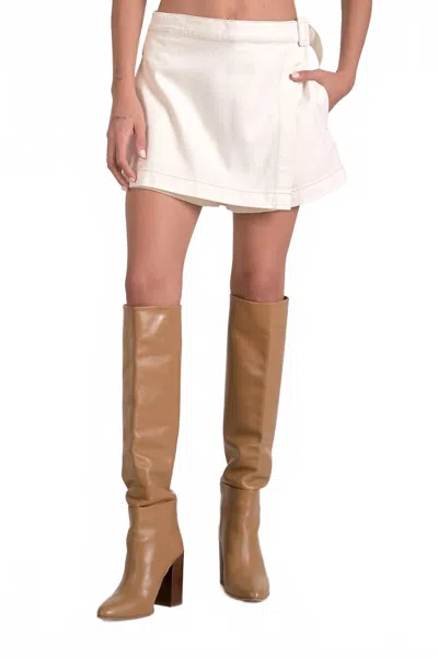 Elan Slanted Front Skort In Natural In White