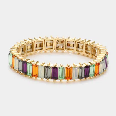 Fashnzfab Baguette Stone Stretch Evening Bracelet Multi In Multi