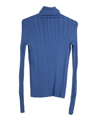 Max Mara Sportmax Textured Turtleneck Sweater In Blue Wool In Multi