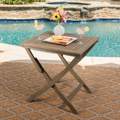 Streamdale Furniture Streamdale Foldable Acacia Wood Patio Table For Compact Outdoor Relaxation In Multi