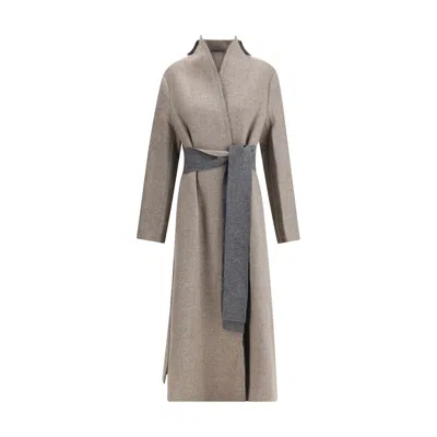 Di Stavnitser Beige Merino Wool Coat In Gray
