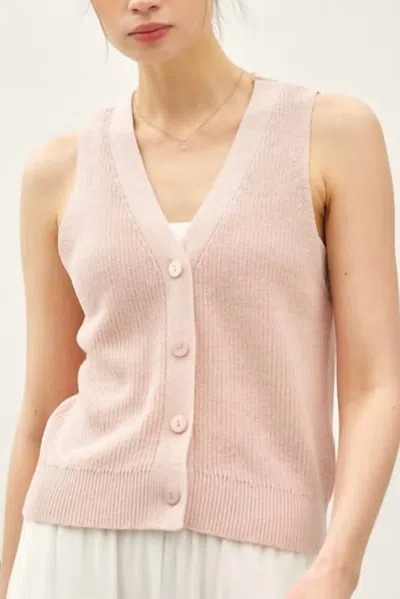 Be Cool Melanie V Neck Vest In Pink In White
