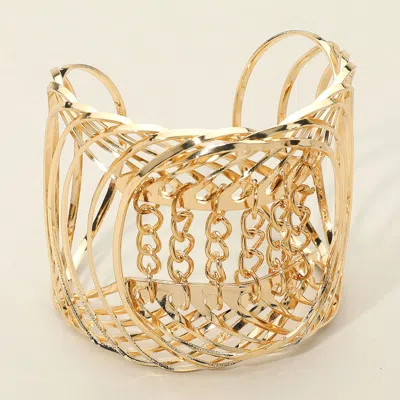 Fashnzfab Metal Chain Pointed Wire Cuff Bracelet Gold In Gold