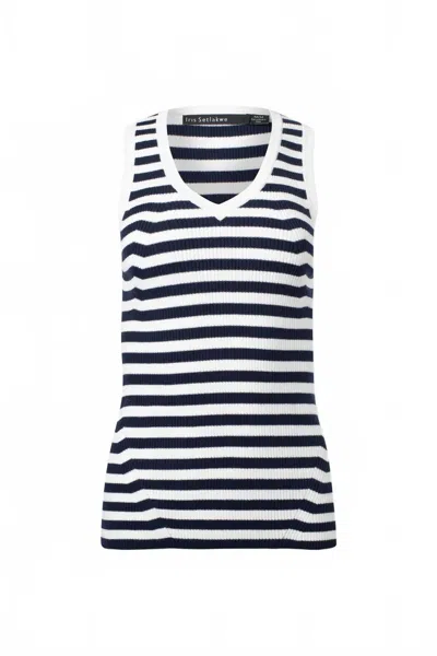 Iris Setlakwe Women's Basic V Neck Top With Stripes In Navy/white In Pattern