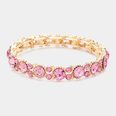 Fashnzfab Bubbly Crystal Round Evening Bracelet Gold, Pink In Multi