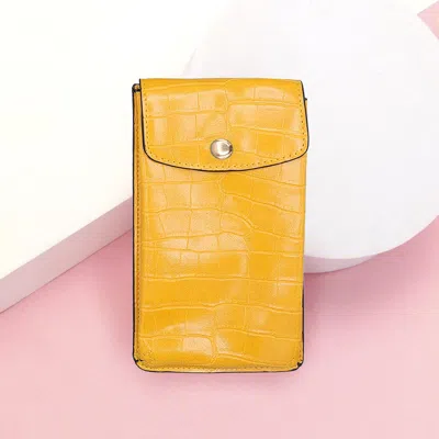 Fashnzfab Alligator Pattern Faux Leather Travel Neck Pouch Bag In Yellow