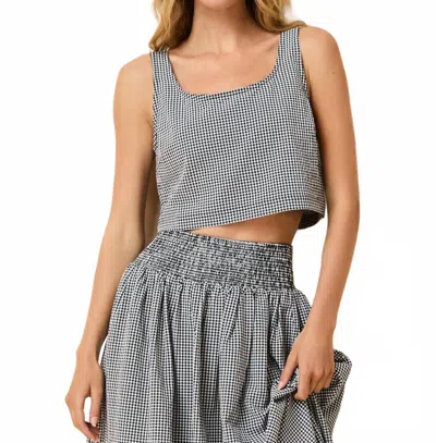 Solid & Striped Anise Scoop Neck Crop Top In Noir Gingham In Gray