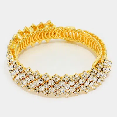 Fashnzfab Crystal Rhinestone Evening Bracelet Clear, Gold In Multi