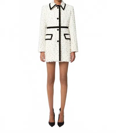 Nina Ricci Tailored Coat With Contrast Piping In Tweed Polka Dots In Multi
