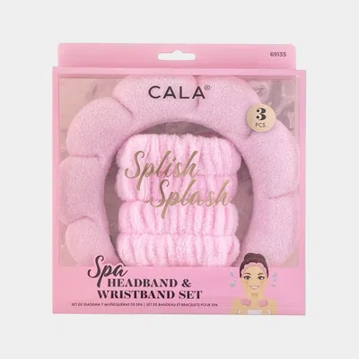 Fashnzfab 3pcs - Spa Headband & Wristband Set In Pink