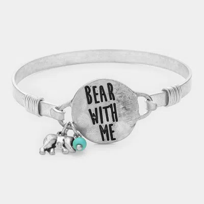 Fashnzfab Bear With Me Message Charm Hook Bracelet Silver Burnished In Multi