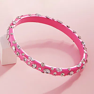 Fashnzfab Multi Stone Paved Bangle Bracelet Pink In Pink