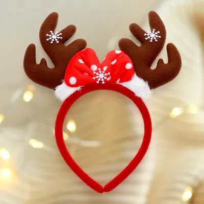 Fashnzfab Snowflake Pointed Rudolph Headband In Red
