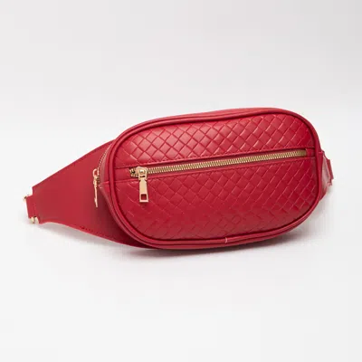 Fashnzfab Faux Braided Leather Mini Sling Bag In Red