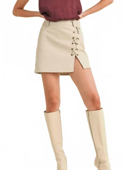 Reset By Jane Leather Mini Skirt In Taupe In Neutral