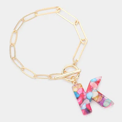 Fashnzfab -k- Colorful Initial Monogram Charm Bracelet ~k~ In Multi