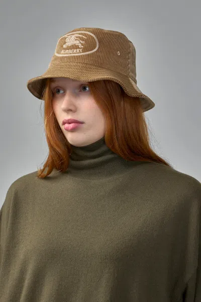 Burberry Knight Stamp Corduroy Bucket Hat In Green