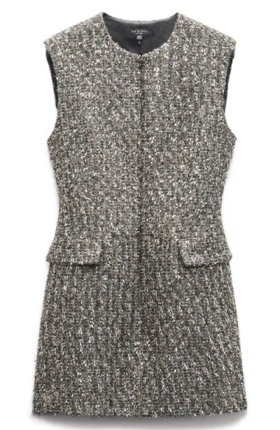 Rag & Bone Tina Linton Wool Blend Metallic Tweed Minidress In Gray