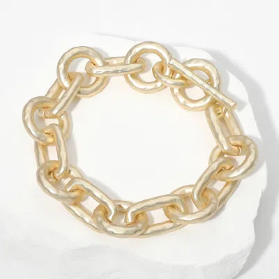 Fashnzfab 14k Gold Plated Matte Chunky Chain Toggle Bracelet Matte Gold In Multi