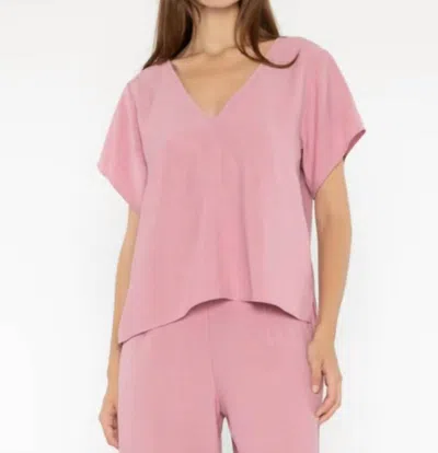 Ripley Rader Satin Crepe Everyday V-neck Top In Amaranth In Multi