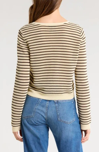 Rag & Bone Zoey Stripe Open Stitch Cotton Blend Cardigan In Yellow