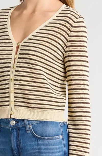 Rag & Bone Zoey Stripe Open Stitch Cotton Blend Cardigan In Yellow