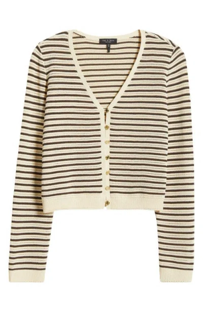Rag & Bone Zoey Stripe Open Stitch Cotton Blend Cardigan In Yellow