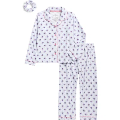 Laura Ashley Velour Two-piece Pajamas & Scrunchie Set In Gray