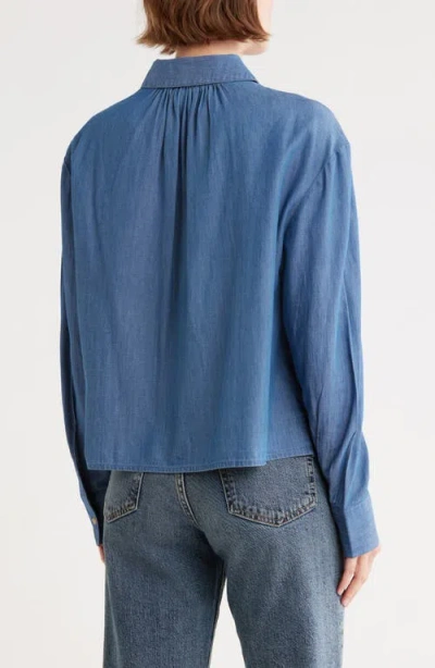 Melrose And Market Chambray Button-up Shirt In Blue