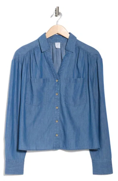 Melrose And Market Chambray Button-up Shirt In Blue