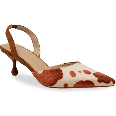 Chase & Chloe Chase And Chloe Arima Faux Fur Slingback Pump In Brown