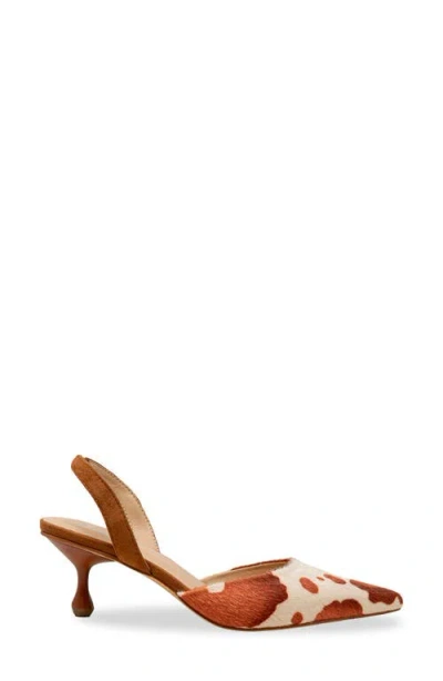 Chase & Chloe Chase And Chloe Arima Faux Fur Slingback Pump In Brown