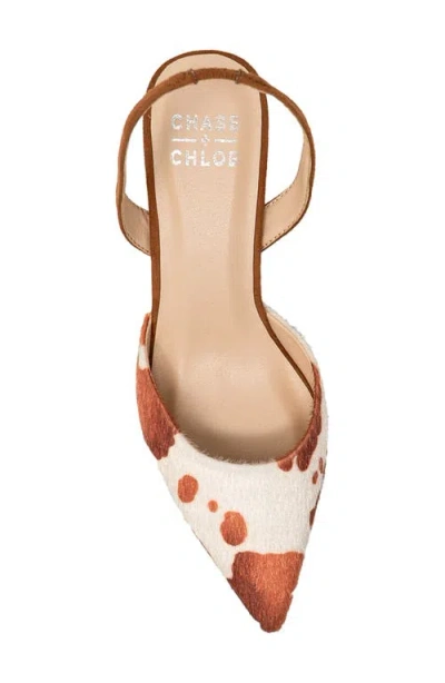 Chase & Chloe Chase And Chloe Arima Faux Fur Slingback Pump In Brown