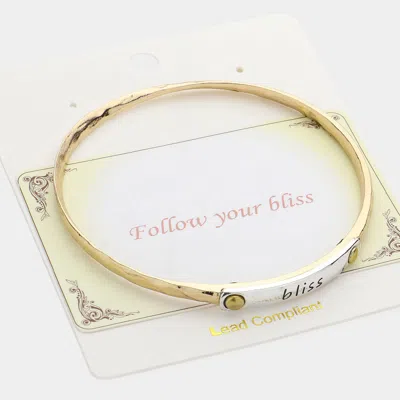 Fashnzfab Bliss Message Two Tone Metal Bangle Bracelet Gold, Two Tone In Multi