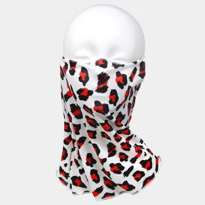 Truedames Leopard Print Face Tube Mask / Scarf In Red