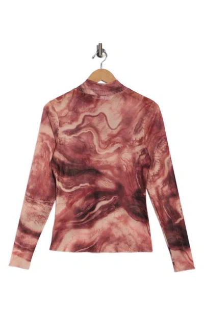 Afrm Los Angeles Zoe Mock Neck Mesh Top In Multi