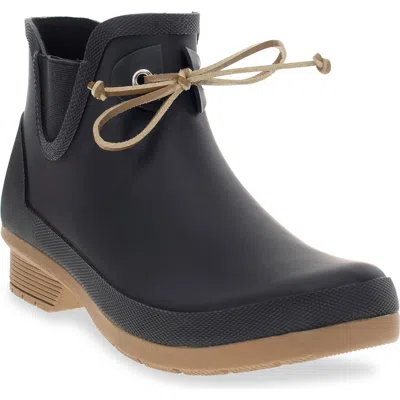 Chooka Downtown Tie Ankle Waterproof Rain Boot In Black