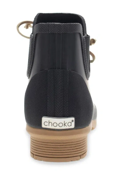Chooka Downtown Tie Ankle Waterproof Rain Boot In Black