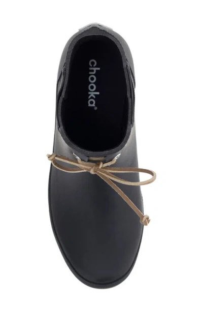 Chooka Downtown Tie Ankle Waterproof Rain Boot In Black