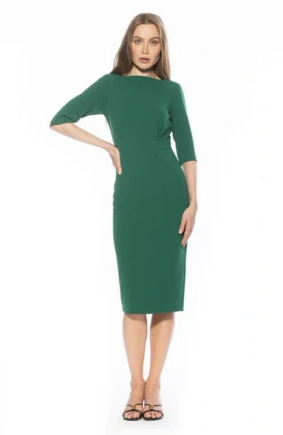 Alexia Admor Seraphina Boatneck Sheath Dress In Green