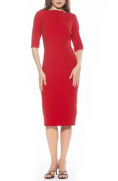 Alexia Admor Seraphina Boatneck Sheath Dress In Red