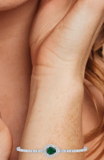 Cz By Kenneth Jay Lane Pear Cubic Zirconia Tennis Bracelet In Metallic