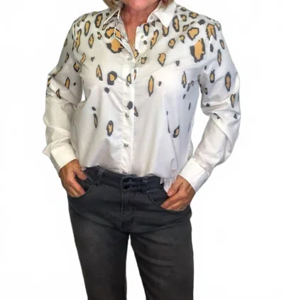 Lucky & Blessed Cheetah Button Up Top In Ivory In Animal Print