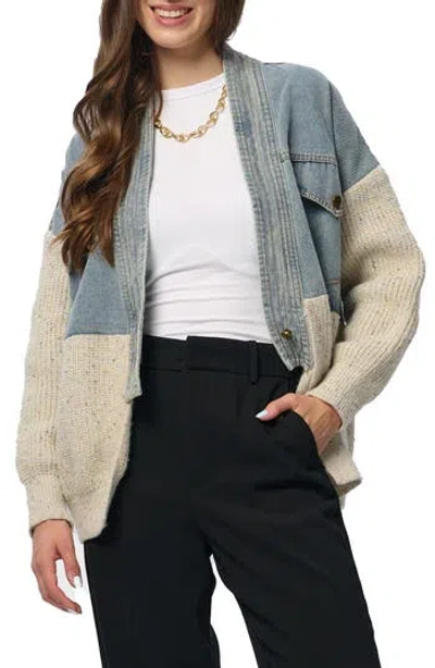 Saachi Mixed Media Open Front Cardigan Jakcet In Multi